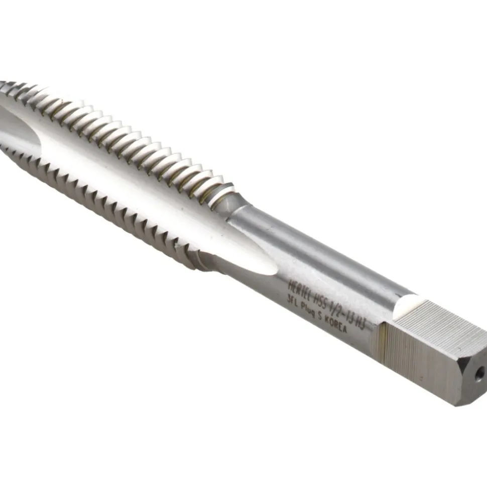 Spiral Point Tap: 1/2-13 UNC, 3 Flutes, Plug Chamfer, 3B Class of Fit, HSS, Bright/Uncoated Coated