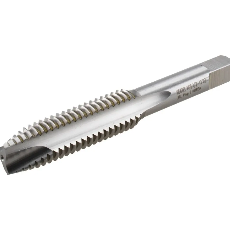 Spiral Point Tap: 1/2-13 UNC, 3 Flutes, Plug Chamfer, 3B Class of Fit, HSS, Bright/Uncoated Coated
