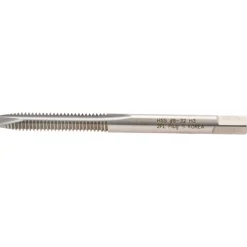 Spiral Point Tap: #8-32 UNC, 2 Flutes, Plug Chamfer, 2B Class of Fit, HSS, Bright/Uncoated Coated