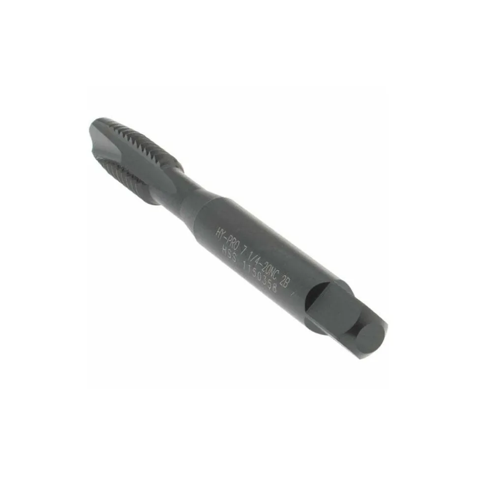 Spiral Point Tap: 1/4-20 UNC, 2 Flutes, Plug Chamfer, 2B Class of Fit, HSS, Steam Oxide Coated