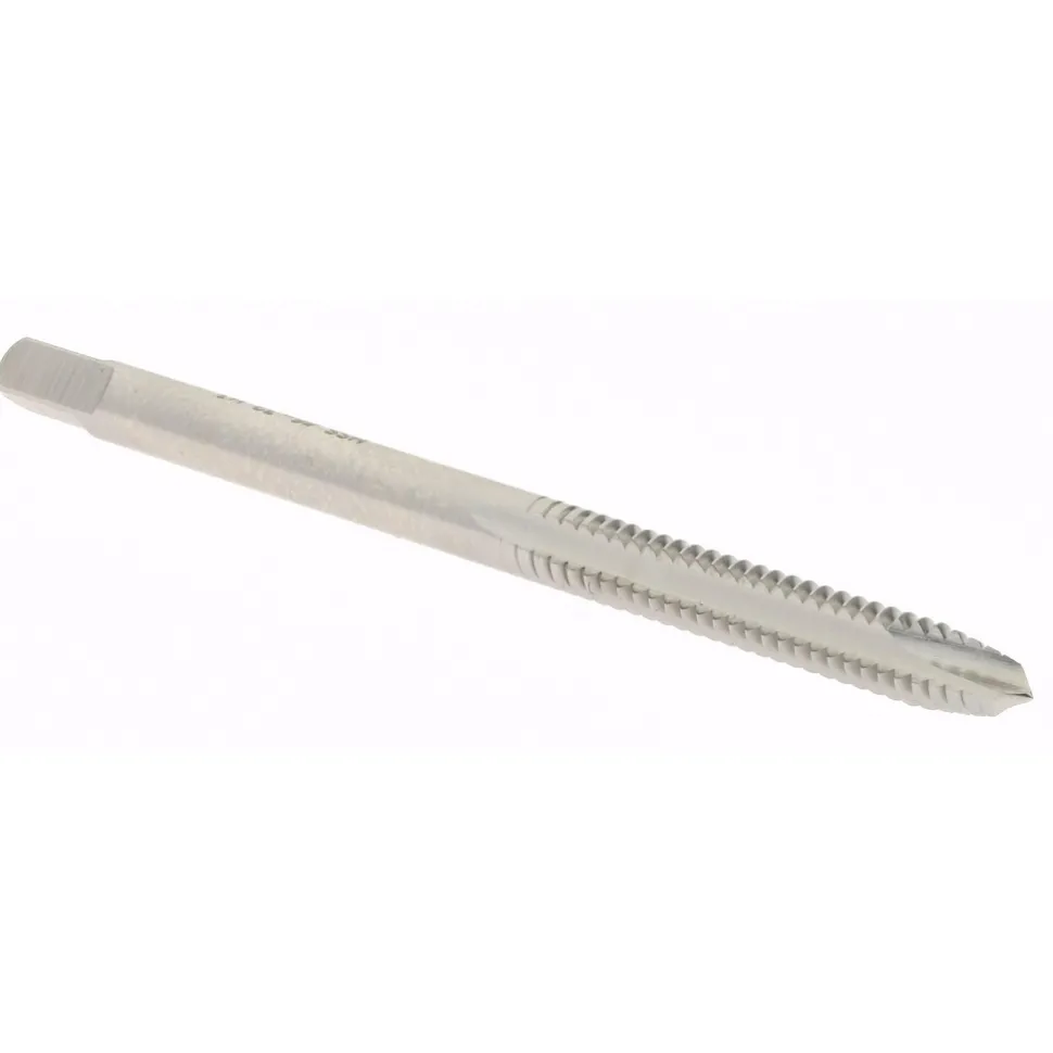 Spiral Point Tap: #6-32 UNC, 2 Flutes, Plug Chamfer, 2B Class of Fit, HSS, Bright/Uncoated Coated