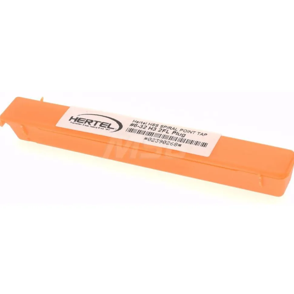 Spiral Point Tap: #6-32 UNC, 2 Flutes, Plug Chamfer, 2B Class of Fit, HSS, Bright/Uncoated Coated