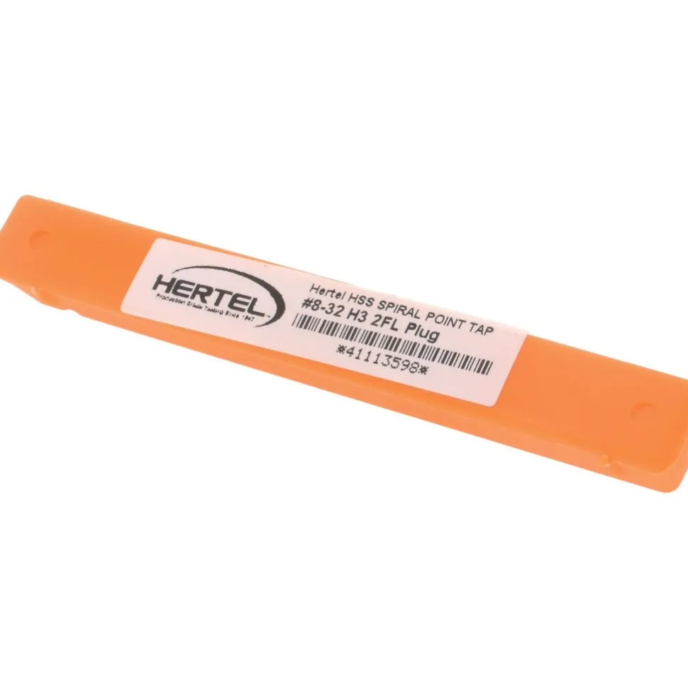 Spiral Point Tap: #8-32 UNC, 2 Flutes, Plug Chamfer, 2B Class of Fit, HSS, TiN Coated