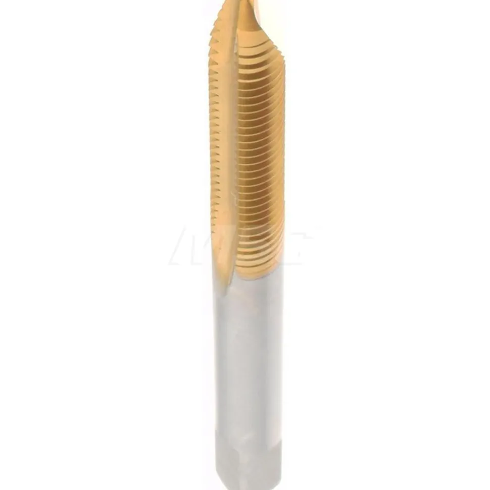 Spiral Point Tap: #8-32 UNC, 2 Flutes, Plug Chamfer, 2B Class of Fit, HSS, TiN Coated