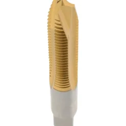 Spiral Point Tap: 3/8-16 UNC, 3 Flutes, Plug Chamfer, 3B Class of Fit, HSS, TiN Coated