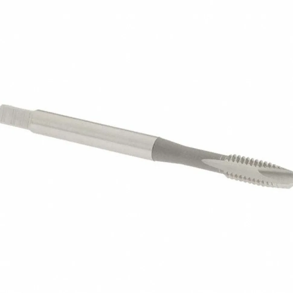 Spiral Point Tap: #8-32 UNC, 2 Flutes, Plug Chamfer, 2B Class of Fit, HSS, Bright/Uncoated Coated