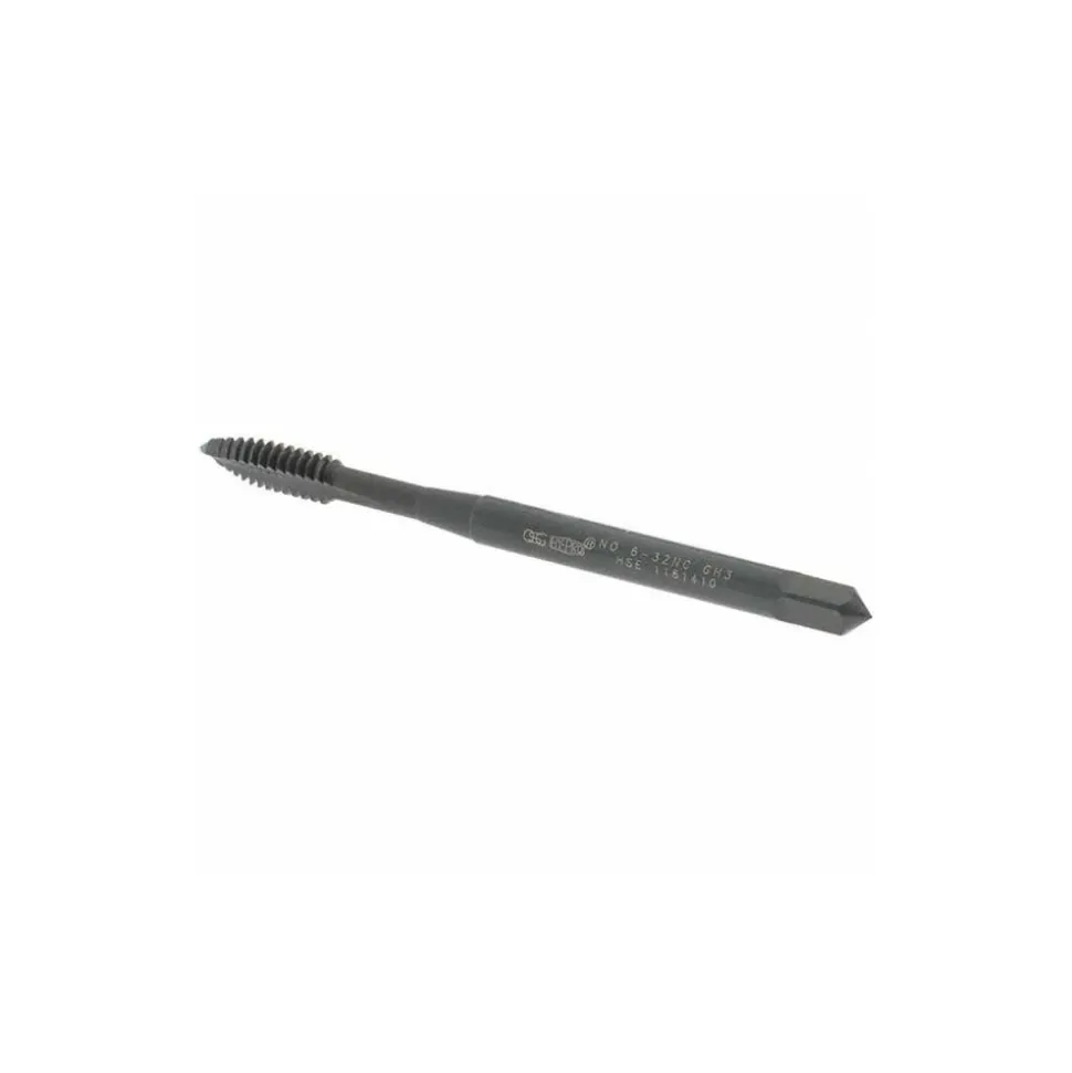 Spiral Point Tap: #6-32 UNC, 2 Flutes, Plug Chamfer, 2B Class of Fit, HSS-E Vanadium, Steam Oxide Coated