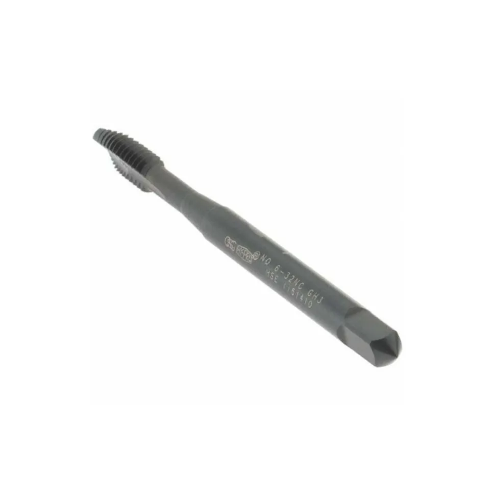 Spiral Point Tap: #6-32 UNC, 2 Flutes, Plug Chamfer, 2B Class of Fit, HSS-E Vanadium, Steam Oxide Coated