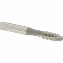 Spiral Point Tap: 3/8-16 UNC, 3 Flutes, Plug Chamfer, 3B Class of Fit, HSS, Bright/Uncoated Coated