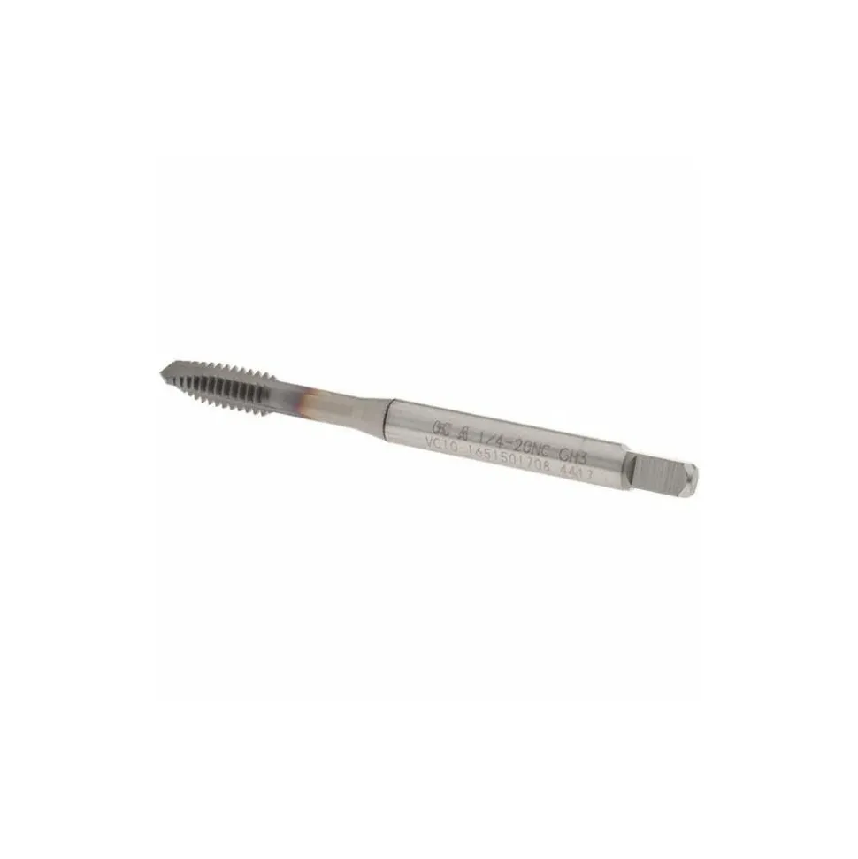 Spiral Point Tap: 1/4-20 UNC, 3 Flutes, Plug Chamfer, 3B Class of Fit, Powdered Metal HSS, V Coated