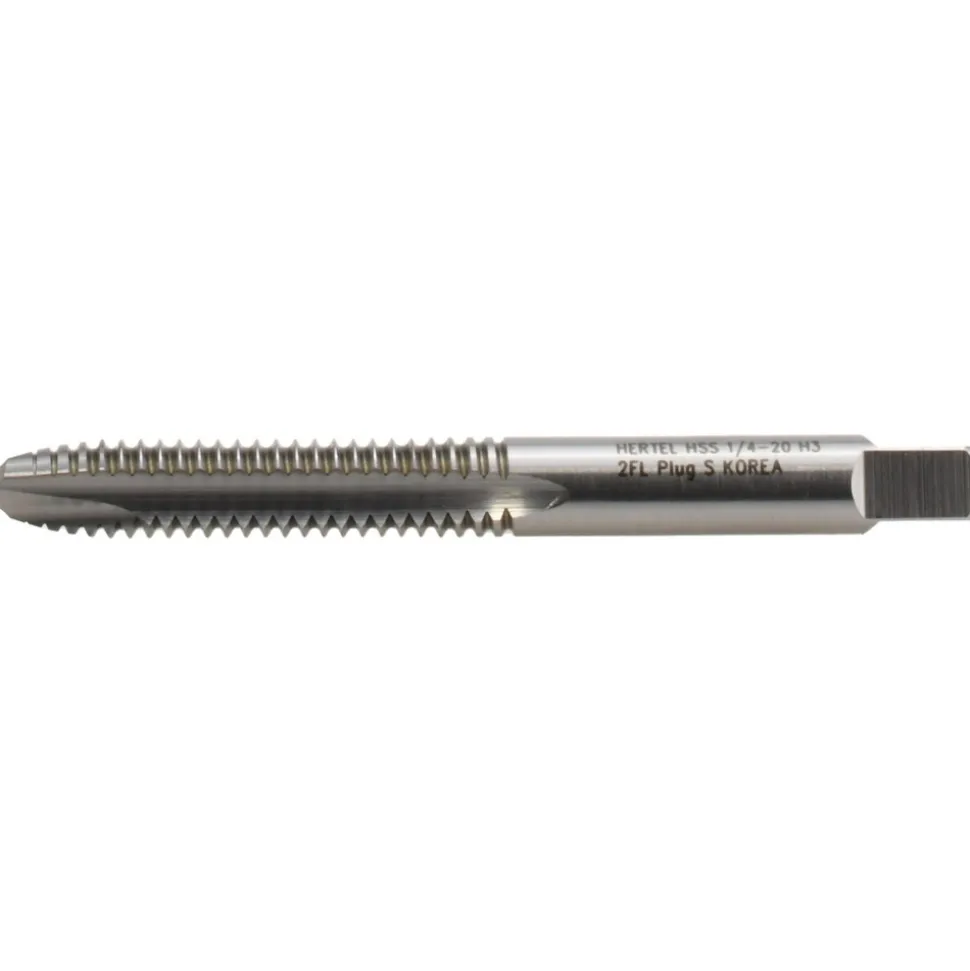 Spiral Point Tap: 1/4-20 UNC, 2 Flutes, Plug Chamfer, 3B Class of Fit, HSS, Bright/Uncoated Coated