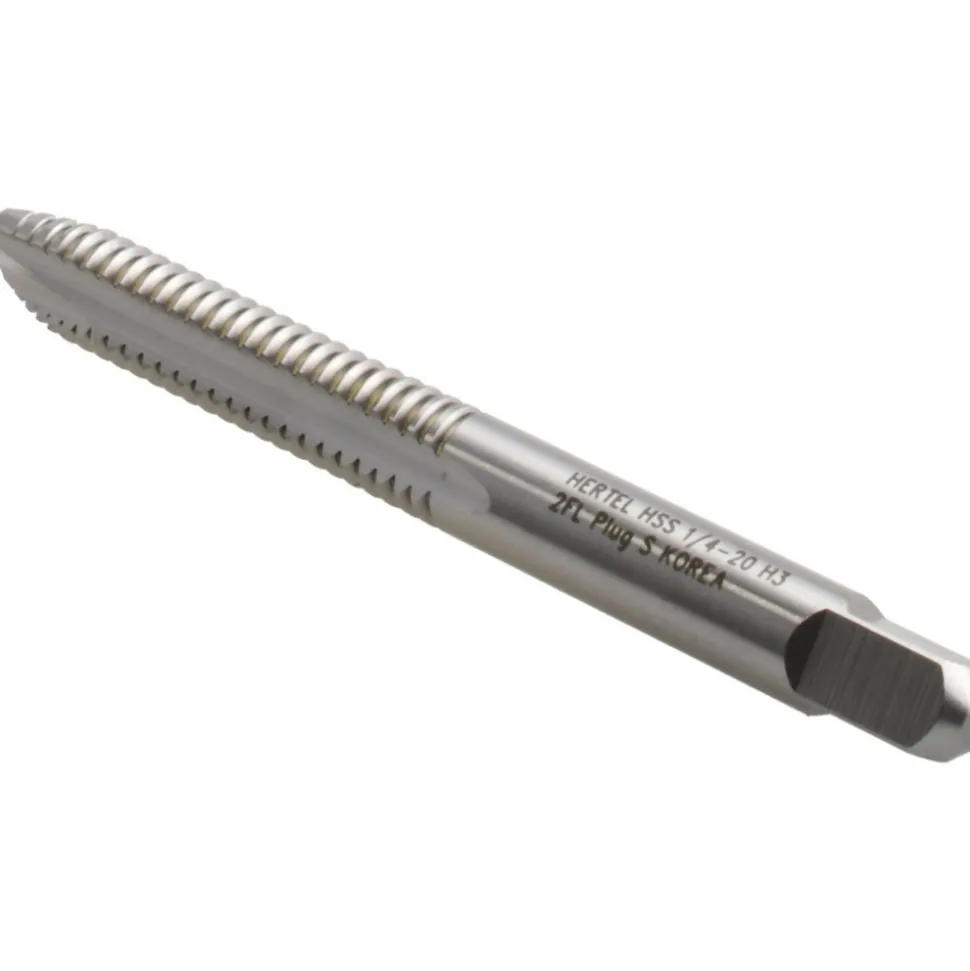 Spiral Point Tap: 1/4-20 UNC, 2 Flutes, Plug Chamfer, 3B Class of Fit, HSS, Bright/Uncoated Coated