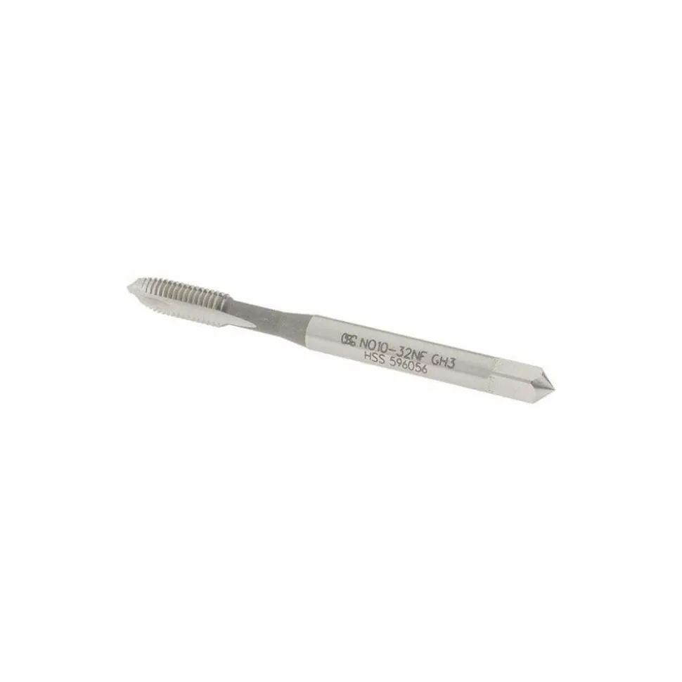 Spiral Point Tap: #10-32 UNF, 2 Flutes, Plug Chamfer, 2B Class of Fit, HSS, Bright/Uncoated Coated