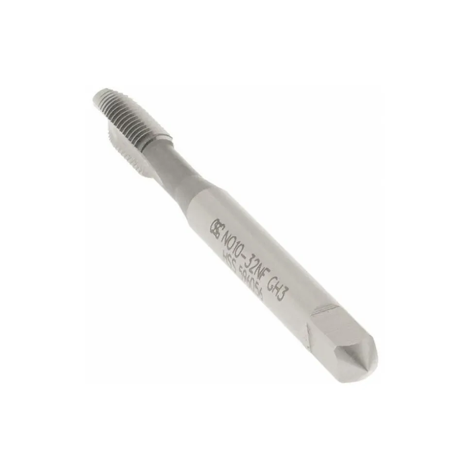 Spiral Point Tap: #10-32 UNF, 2 Flutes, Plug Chamfer, 2B Class of Fit, HSS, Bright/Uncoated Coated