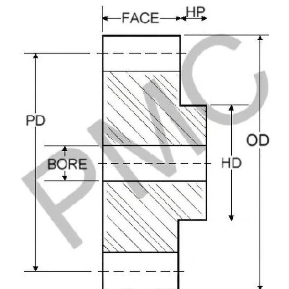 Spur Gear: 24 Teeth, 1/2" Bore Dia