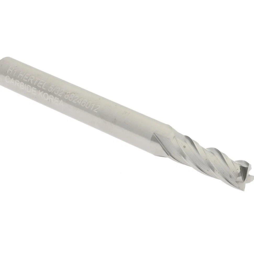 Square End Mill: 5/32" Dia, 1/2" LOC, 4 Flute, Solid Carbide