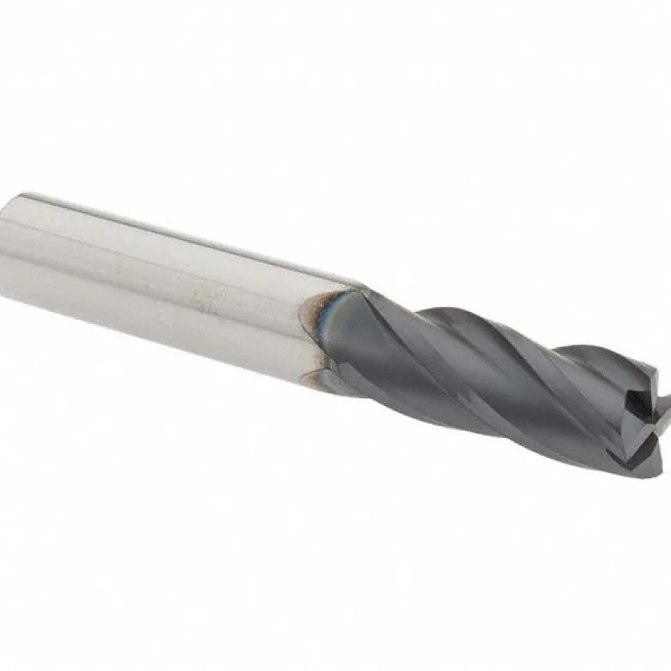 Square End Mill: 3/8" Dia, 1" LOC, 4 Flute, Solid Carbide