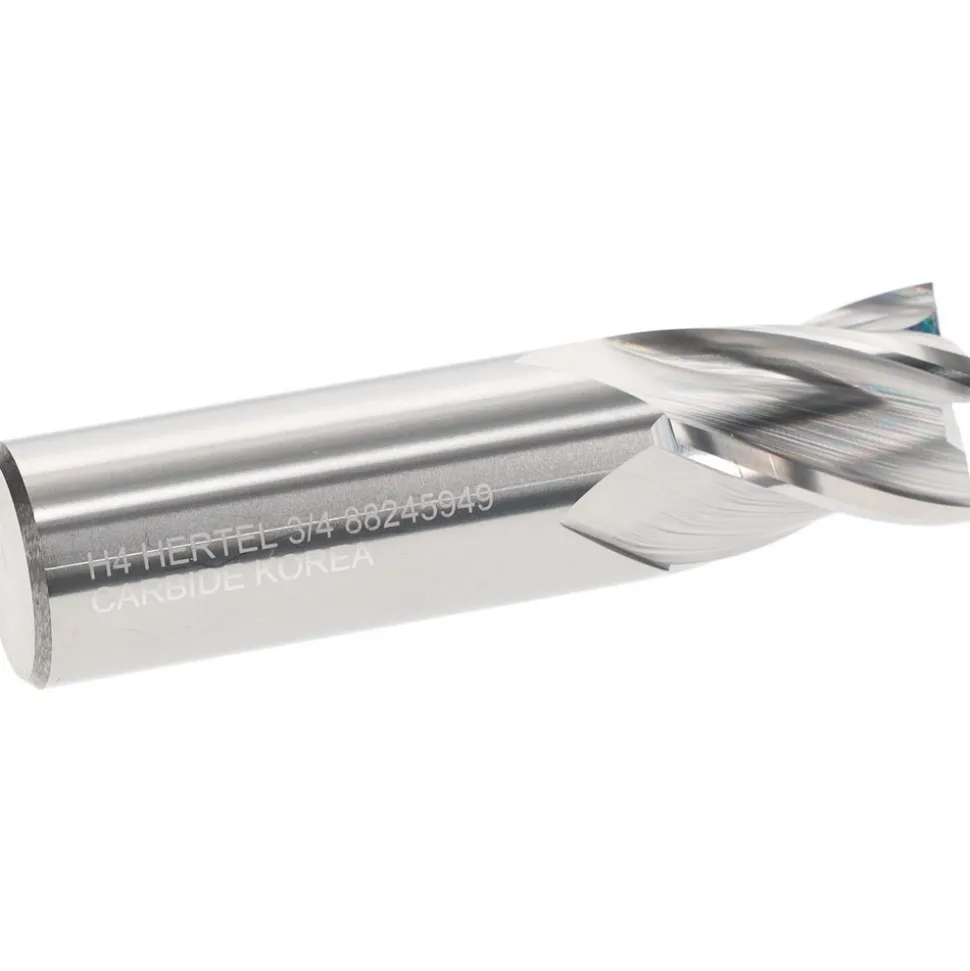 Square End Mill: 3/4" Dia, 1" LOC, 4 Flute, Solid Carbide