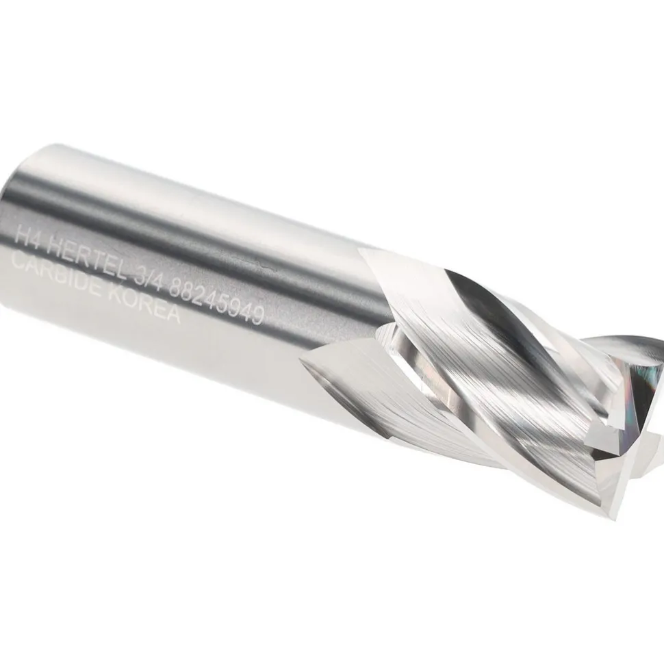 Square End Mill: 3/4" Dia, 1" LOC, 4 Flute, Solid Carbide