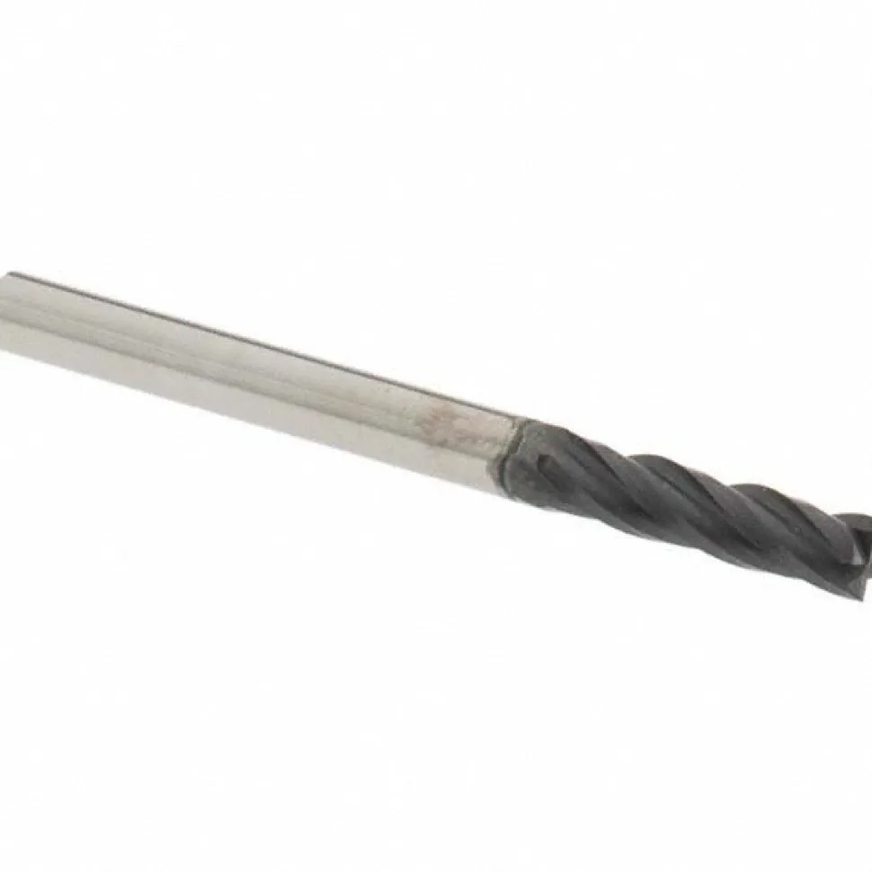 Square End Mill: 1/8" Dia, 1/2" LOC, 4 Flute, Solid Carbide