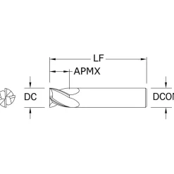 Square End Mill: 1/8" Dia, 1/4" LOC