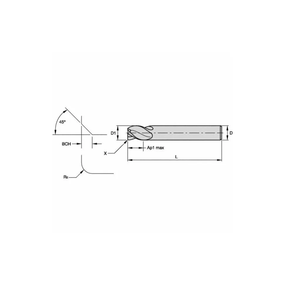 Square End Mill: 1/4" Dia, 3/4" LOC
