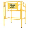 Steel Manhole Guard Rail with Aluminum Sign: 31 In. x 30 In. Caution Men Working Sign Message Yellow