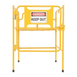 Steel Manhole Guard Rail with Aluminum Sign: 31 In. x 30 In. Danger Keep Out Sign Message Yellow