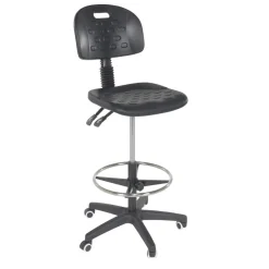 Steel/Polyurethane Ergonomic Sitting Work Chair: 22 In. to 32 In. Height Black