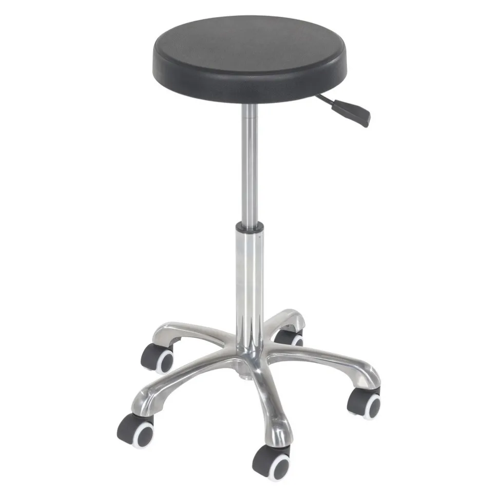 Steel/Polyurethane Ergonomic Sitting Work Stool: 19 In. to 27 In. Height Black