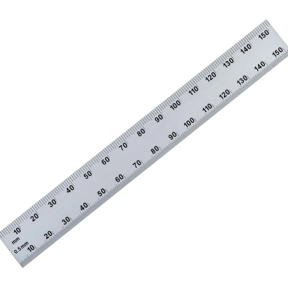 Steel Rule: 6" OAL, English & Metric Graduation, Rigid, 3/4" OAW