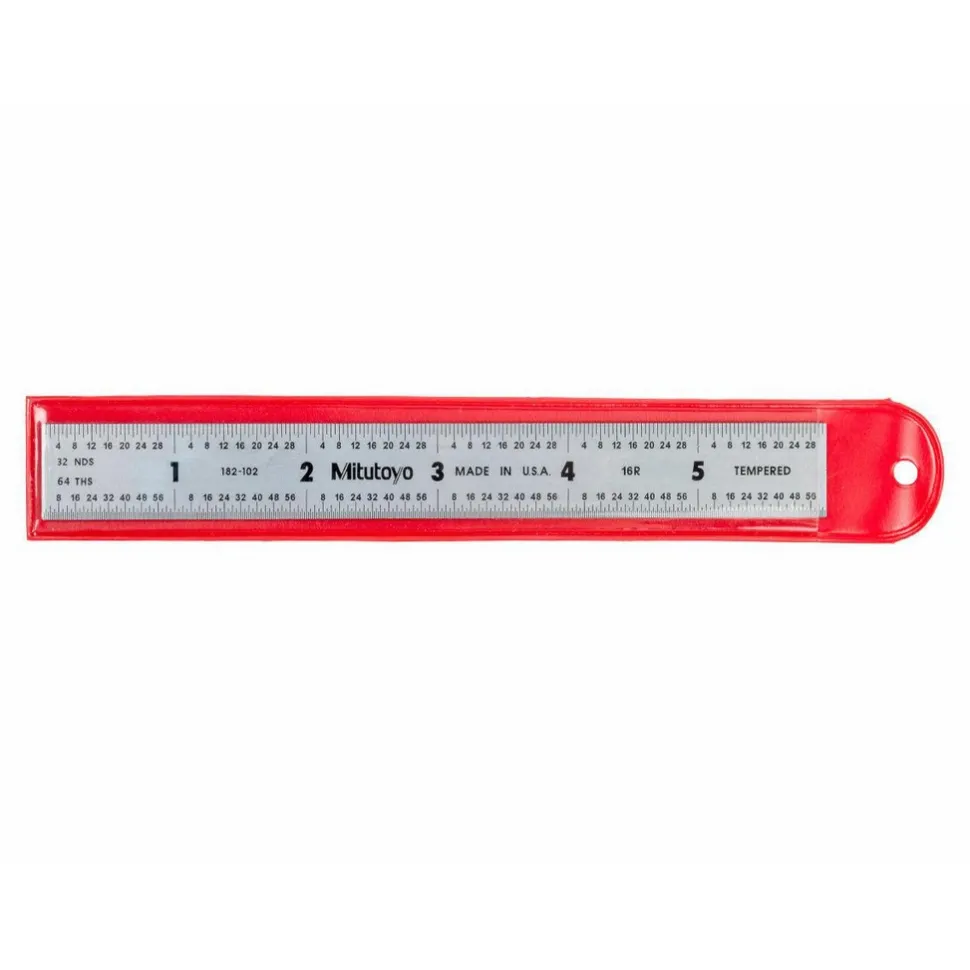 Steel Rule: 6" OAL, English & Metric Graduation, Rigid, 3/4" OAW