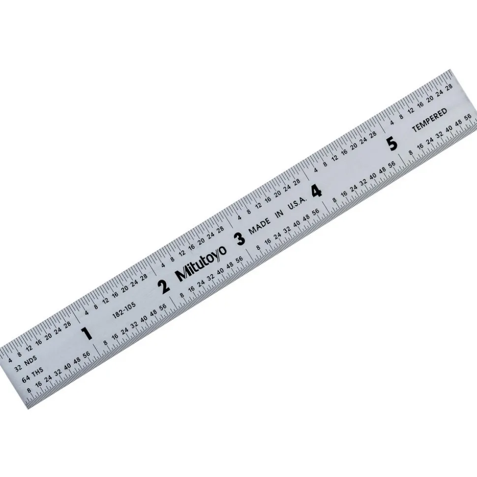 Steel Rule: 6" OAL, English & Metric Graduation, Rigid, 3/4" OAW
