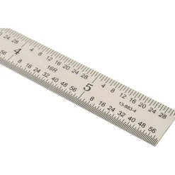 Steel Rule: 6" OAL, 16R Graduation, Flexible, 1/2" OAW