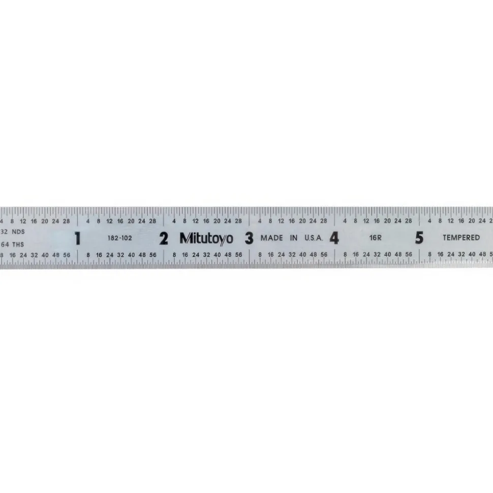 Steel Rule: 6" OAL, 5R Graduation, Flexible, 1/2" OAW