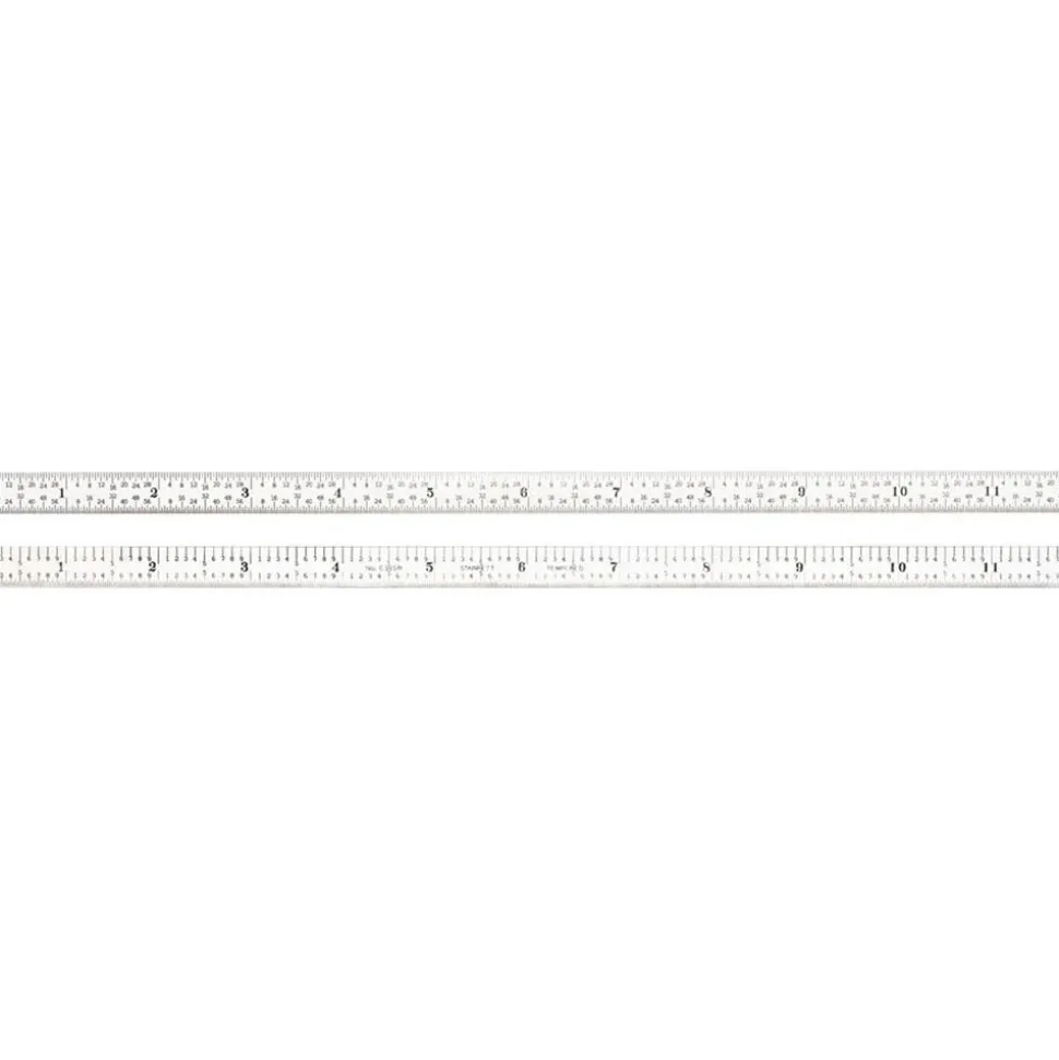 Steel Rule: 12" OAL, 5R Graduation, Flexible, 1/2" OAW