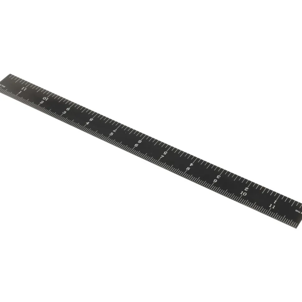Steel Rule: 12" OAL, 4R Graduation, Rigid, 1" OAW