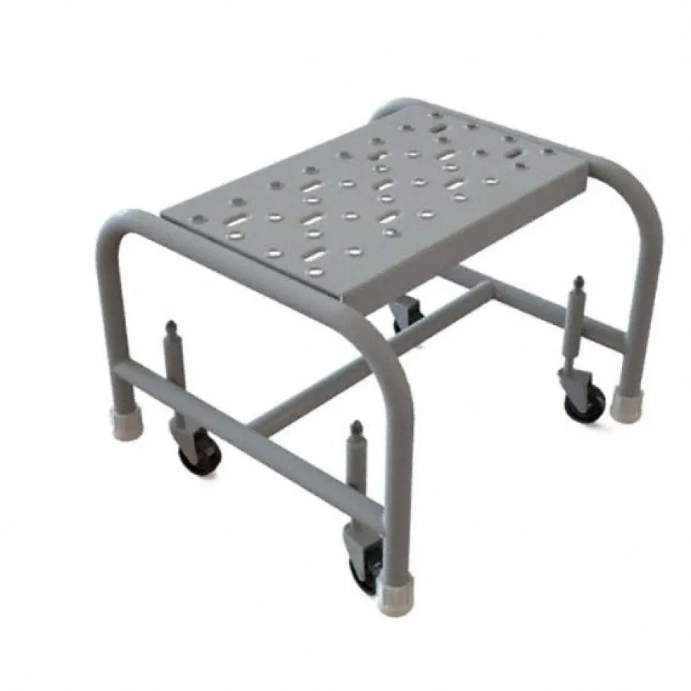 Step Stand Stool: 12" OAH, 16" OAW, 1 Step, Steel, Gray
