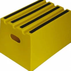 Step Stand Stool: 1 Step, Plastic, Yellow
