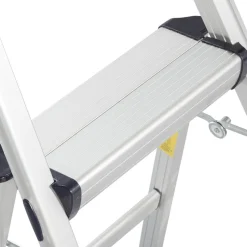 Step Stools: Stool Type: Folding Step; Base Type: Ultra-Light Aluminum Step Stool; Extra wide top step and safety bar for stability; Non-Skid Rubber Feet; Ultralight and folds thin for portability and easy storage