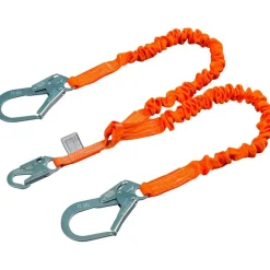 Stretch Tubular Built-In Shock-Absorbing Lanyard: 400 Lb Capacity, 2 Legs