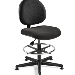 Swivel Stool: Woven Fabric, 18" Seat Width, 18" Seat Depth, Black