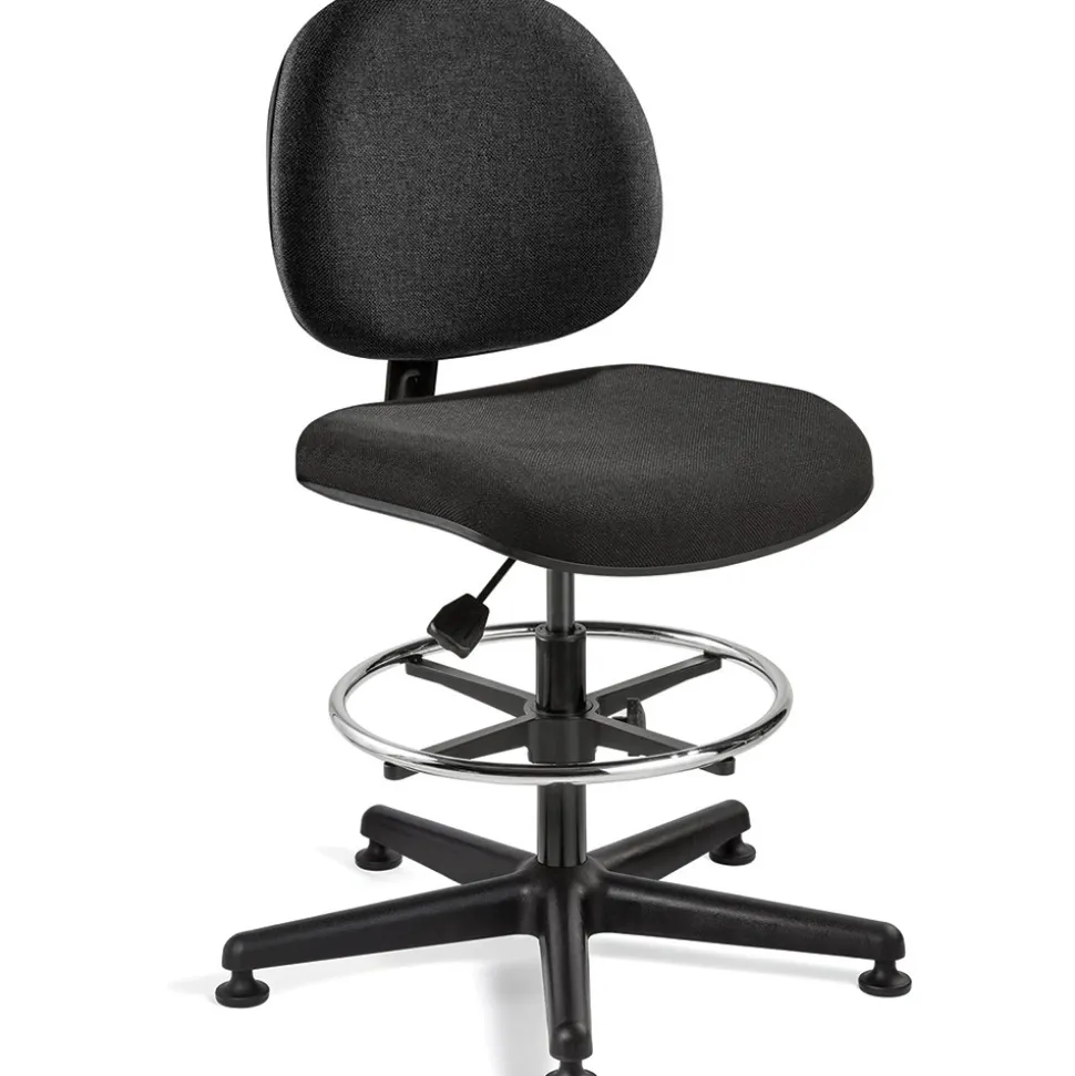 Swivel Stool: Woven Fabric, 18" Seat Width, 18" Seat Depth, Black