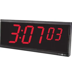 Synchronized LED Digital Clock, Red 4" Numerals, 6 Digits, 105-240V AC