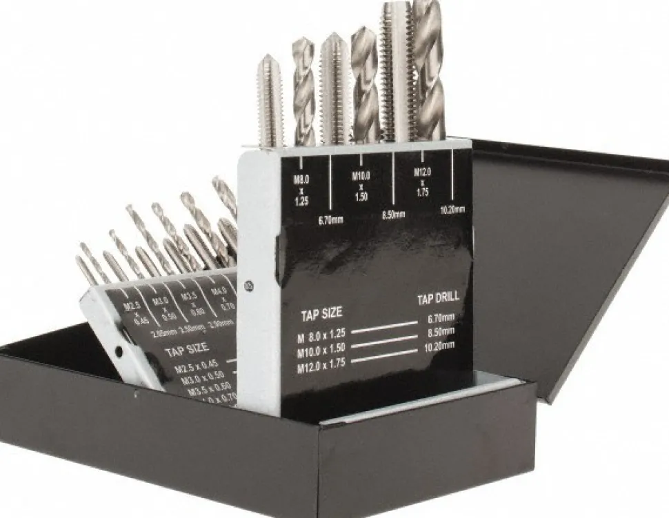 Tap & Drill Set: M2.5 x 0.45 to M12 x 1.75 Taps, 2.05 to 10.2 mm Drills