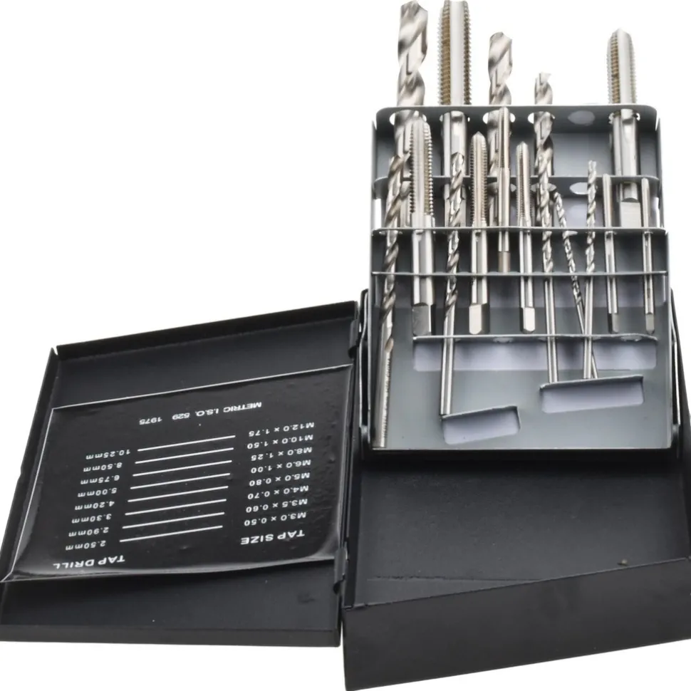 Tap & Drill Set: M3 x 0.5 to M12 x 1.75 Taps, 2.5 to 10.25 mm Drills