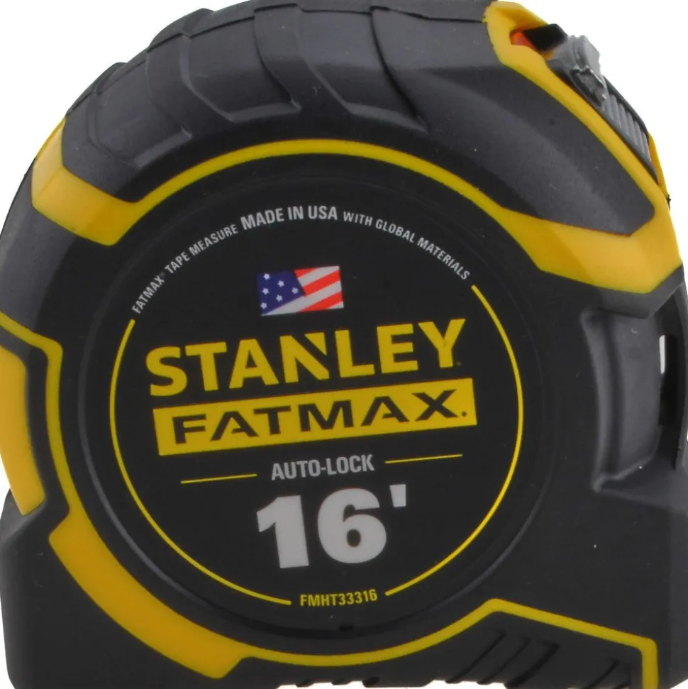 Tape Measure: 16' Long, 1-1/4" Width, Black & Yellow Blade