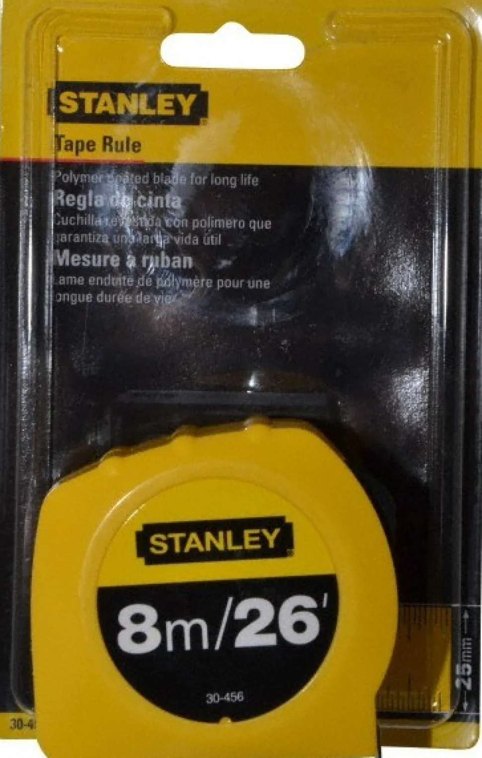 Tape Measure: 26' Long, 1" Width, Yellow Blade