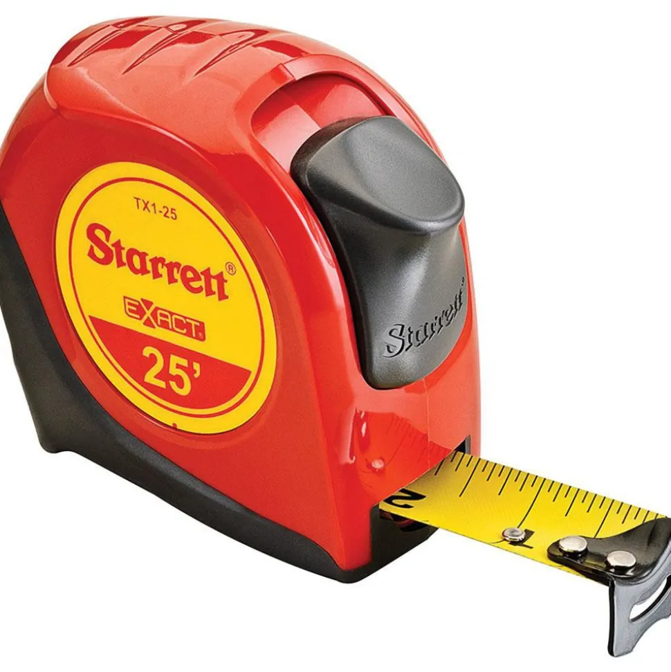 Tape Measure: 25' Long, 1" Width, Yellow Blade