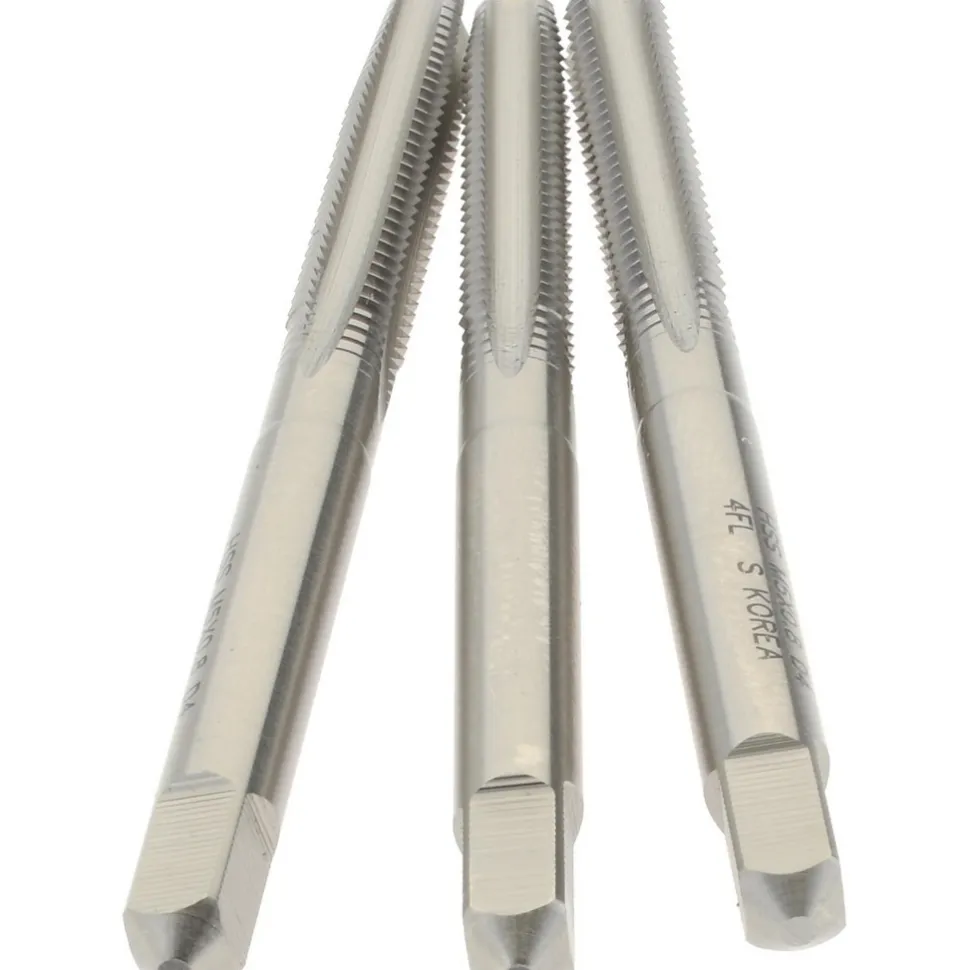 Tap Set: Metric Coarse, 4 Flute, High Speed Steel, Bright Finish